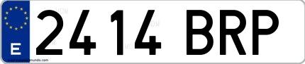 Ejemplo de matrícula española 2414 BRP