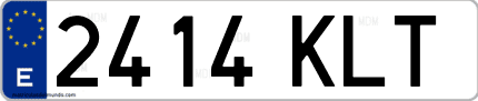 Ejemplo de matrícula de coche ordinaria 2414 KLT