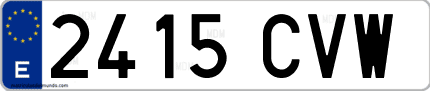 Ejemplo de matrícula de coche ordinaria 2415 CVW
