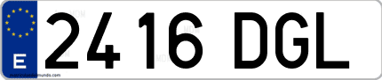 Ejemplo de matrícula de coche ordinaria 2416 DGL