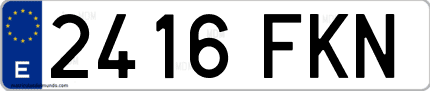 Ejemplo de matrícula de coche ordinaria 2416 FKN