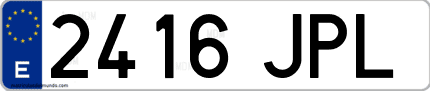 Ejemplo de matrícula de coche ordinaria 2416 JPL