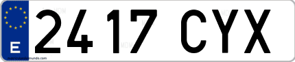 Ejemplo de matrícula de coche ordinaria 2417 CYX