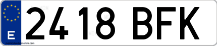 Ejemplo de matrícula de coche ordinaria 2418 BFK