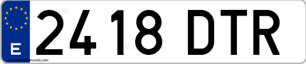 Ejemplo de matrícula de coche ordinaria 2418 DTR