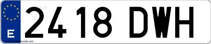 Ejemplo de matrícula española 2418 DWH