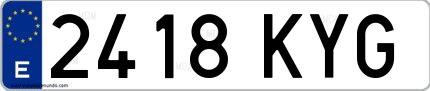 Ejemplo de matrícula española 2418 KYG