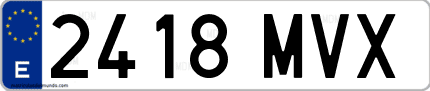 Ejemplo de matrícula de coche ordinaria 2418 MVX
