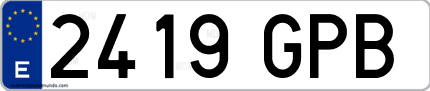Ejemplo de matrícula de coche ordinaria 2419 GPB