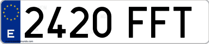Ejemplo de matrícula de coche ordinaria 2420 FFT