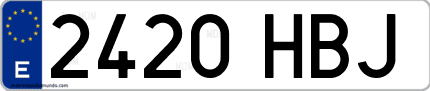 Ejemplo de matrícula de coche ordinaria 2420 HBJ