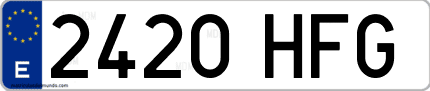Ejemplo de matrícula de coche ordinaria 2420 HFG