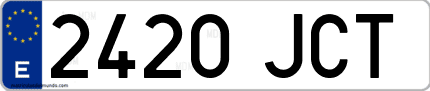 Ejemplo de matrícula de coche ordinaria 2420 JCT