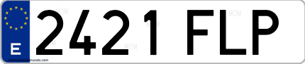 Ejemplo de matrícula de coche ordinaria 2421 FLP