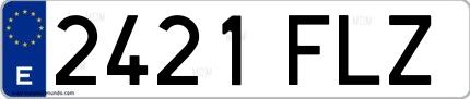 Ejemplo de matrícula española 2421 FLZ