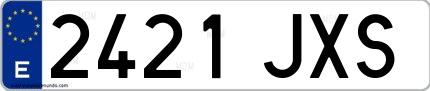 Ejemplo de matrícula española 2421 JXS