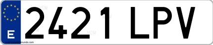 Ejemplo de matrícula española 2421 LPV