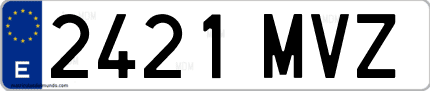 Ejemplo de matrícula de coche ordinaria 2421 MVZ