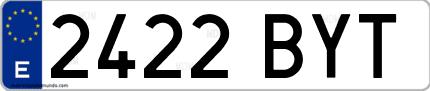 Ejemplo de matrícula de coche ordinaria 2422 BYT