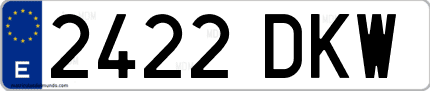 Ejemplo de matrícula de coche ordinaria 2422 DKW