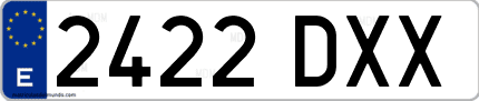 Ejemplo de matrícula de coche ordinaria 2422 DXX