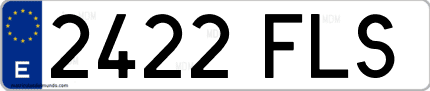 Ejemplo de matrícula de coche ordinaria 2422 FLS