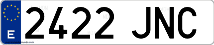 Ejemplo de matrícula de coche ordinaria 2422 JNC