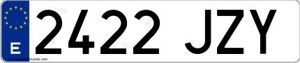Ejemplo de matrícula española 2422 JZY