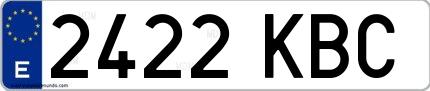 Ejemplo de matrícula española 2422 KBC