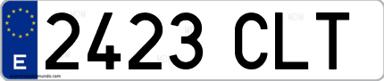 Ejemplo de matrícula de coche ordinaria 2423 CLT