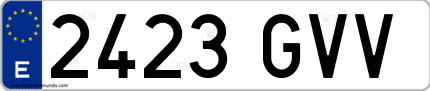 Ejemplo de matrícula de coche ordinaria 2423 GVV