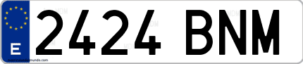 Ejemplo de matrícula de coche ordinaria 2424 BNM