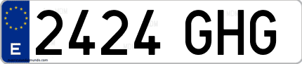 Ejemplo de matrícula de coche ordinaria 2424 GHG