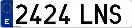 Ejemplo de matrícula de coche ordinaria 2424 LNS