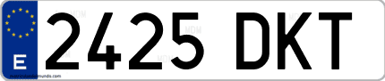 Ejemplo de matrícula de coche ordinaria 2425 DKT