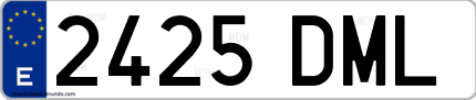 Ejemplo de matrícula de coche ordinaria 2425 DML