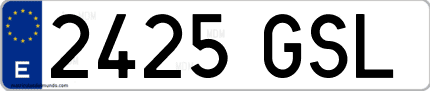 Ejemplo de matrícula de coche ordinaria 2425 GSL