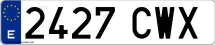 Ejemplo de matrícula española 2427 CWX