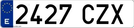 Ejemplo de matrícula española 2427 CZX