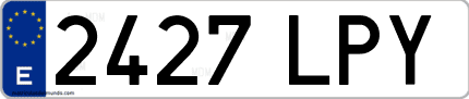 Ejemplo de matrícula de coche ordinaria 2427 LPY