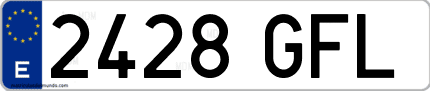 Ejemplo de matrícula de coche ordinaria 2428 GFL