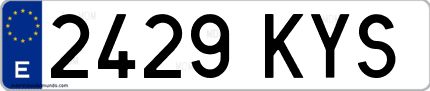 Ejemplo de matrícula de coche ordinaria 2429 KYS