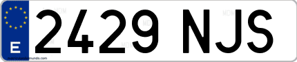 Ejemplo de matrícula de coche ordinaria 2429 NJS