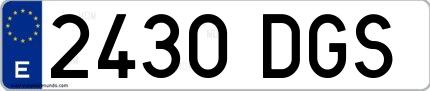 Ejemplo de matrícula española 2430 DGS