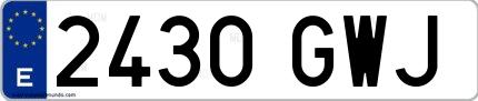 Ejemplo de matrícula española 2430 GWJ