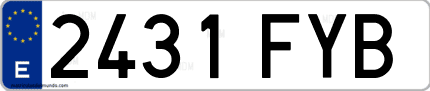 Ejemplo de matrícula de coche ordinaria 2431 FYB