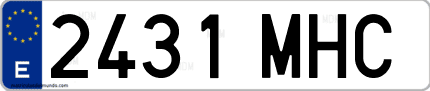 Ejemplo de matrícula de coche ordinaria 2431 MHC