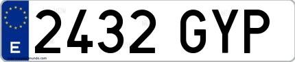 Ejemplo de matrícula española 2432 GYP