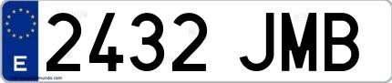 Ejemplo de matrícula de coche ordinaria 2432 JMB