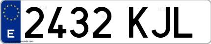 Ejemplo de matrícula española 2432 KJL